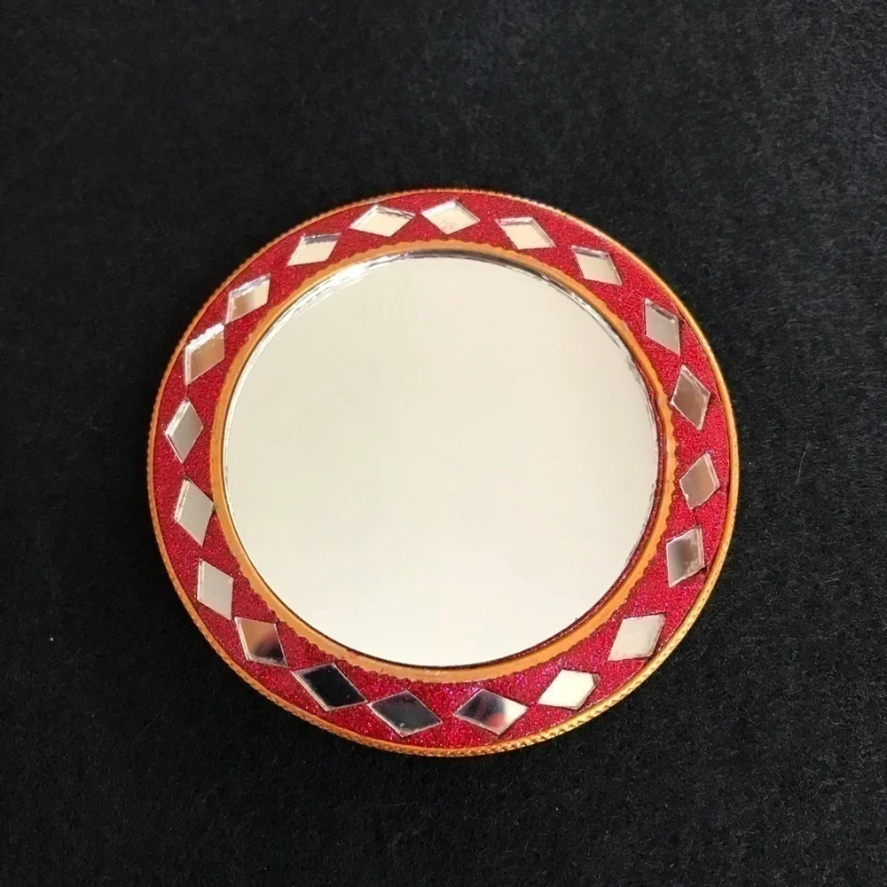 Four small compact makeup purse mirrors Red Glitter Diamond Crystals Hearts - Picture 3 of 16